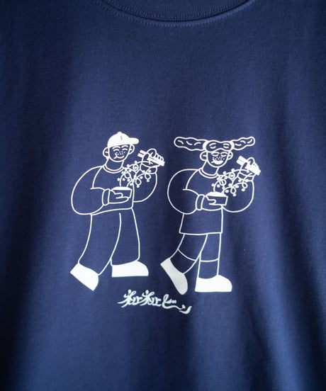 【ネバネバビーン×SAKIPON】納豆ツインズTシャツ（ネイビー）