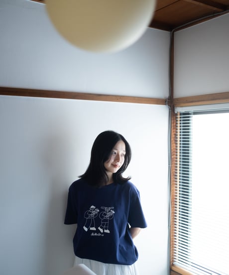 【ネバネバビーン×SAKIPON】納豆ツインズTシャツ（ネイビー）