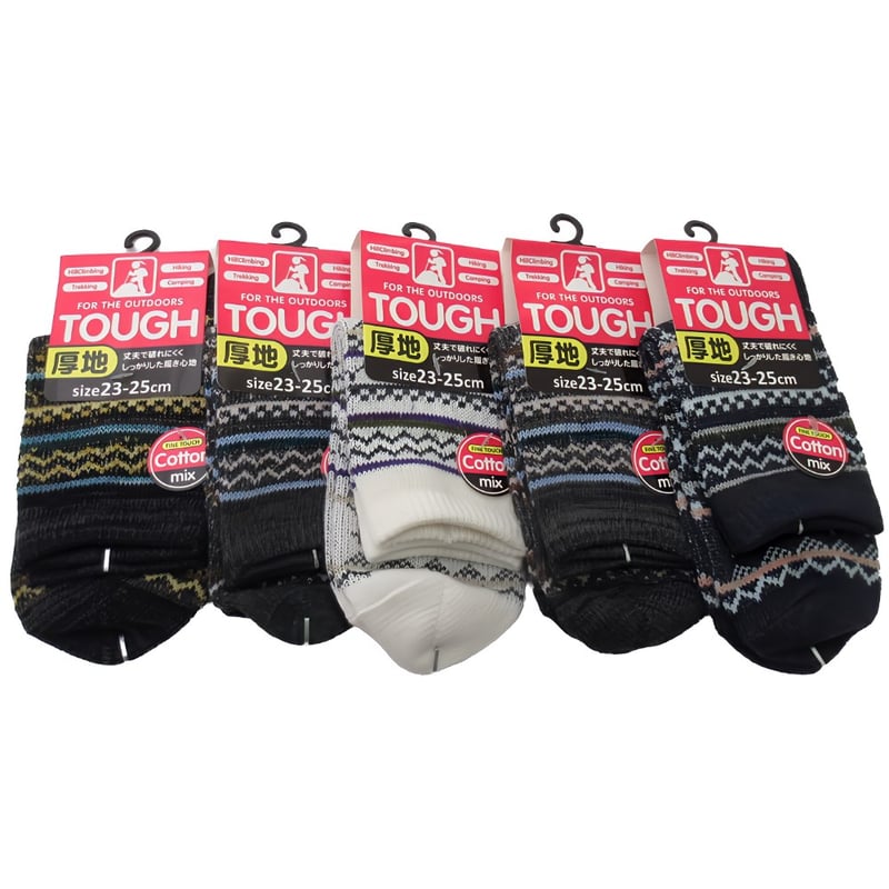柄ソックス 厚手 5足セット ローゲージ ランダムアソート レディース