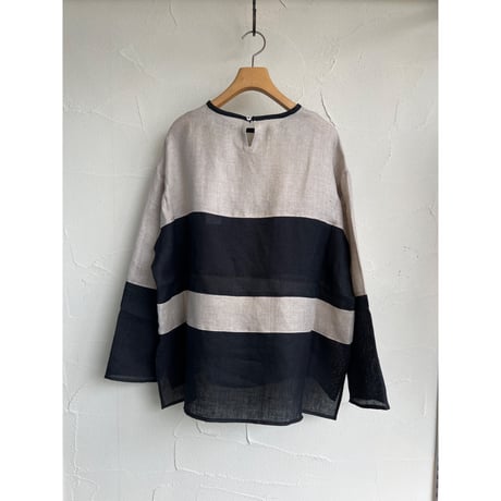 SWITCH BORDER MESH LINEN PULLOVER SHIRT【MANON】