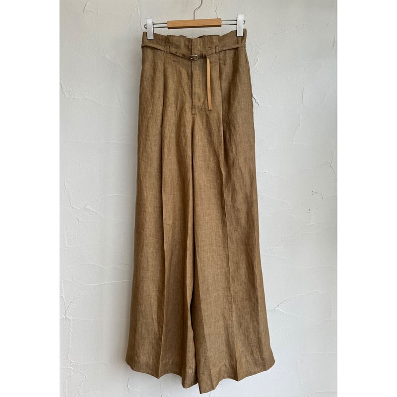 リネンキャンバスベルト付きワイドパンツ【Audrey and John Wad リネンキャンバスベルト付きワイドパンツ【Audrey and John Wad