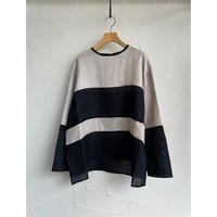SWITCH BORDER MESH LINEN PULLOVER SHIRT【MANON】