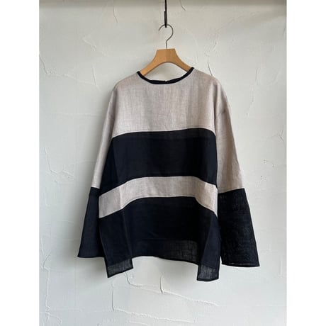 SWITCH BORDER MESH LINEN PULLOVER SHIRT【MANON】