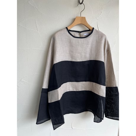 SWITCH BORDER MESH LINEN PULLOVER SHIRT【MANON】
