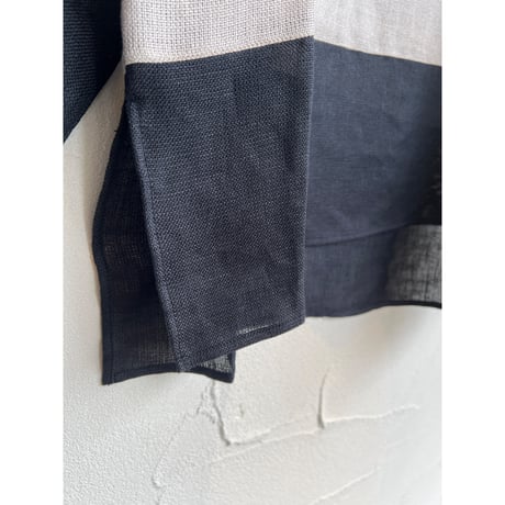 SWITCH BORDER MESH LINEN PULLOVER SHIRT【MANON】