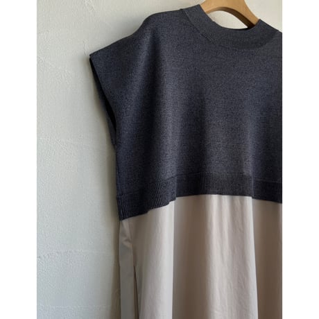 ニット×布帛ワンピース【EMUE】