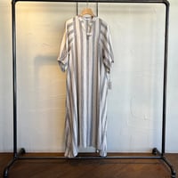 コードストライプリネンコクーンスリーブワンピース【QTUME】