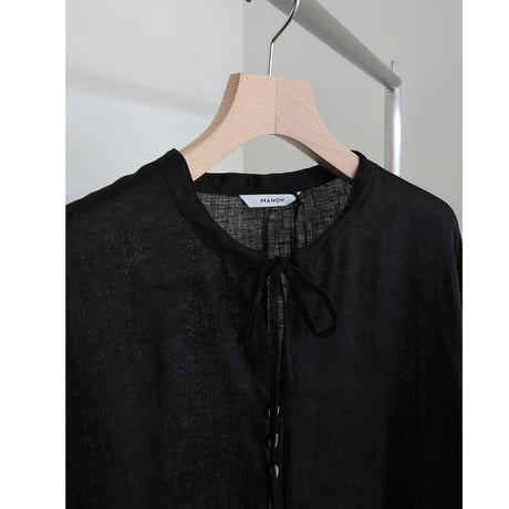 LINEN PULL OVER RIBON BLOUSE