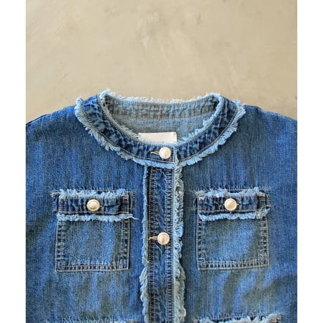 7.5onz DENIM フリンジ4ポケジャケット
