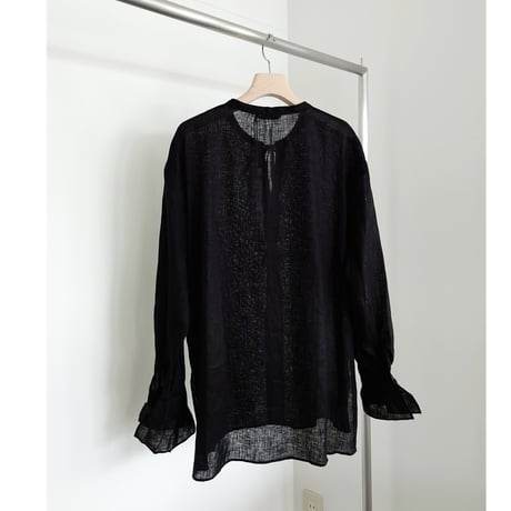 LINEN PULL OVER RIBON BLOUSE