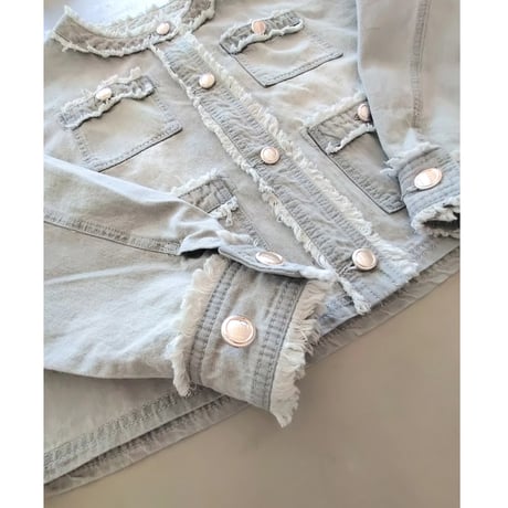 7.5onz DENIM フリンジ4ポケジャケット