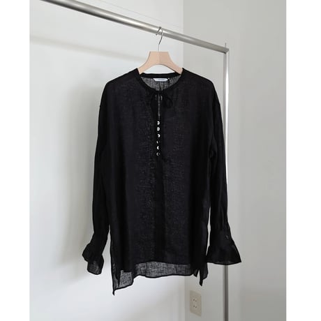 LINEN PULL OVER RIBON BLOUSE