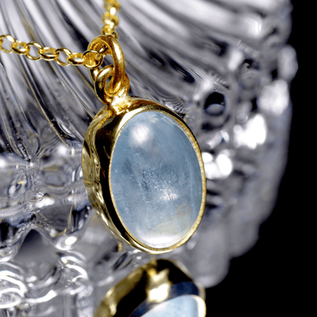 New『アクアマリン』の世界でひとつの天然石ネックレスsilver925 + 22kgf***3,2carats