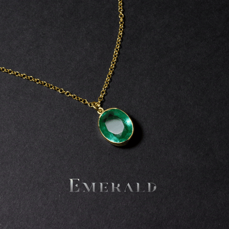 New『Emerald』の世界でひとつの天然石ネックレス silver925 + 18kgf