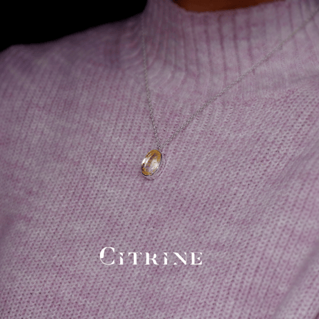 New 『Citrine』の世界でひとつの天然石ネックレスsilver925