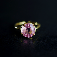 NEW『Morganite』世界でひとつ天然石リングsv925＋18kgp