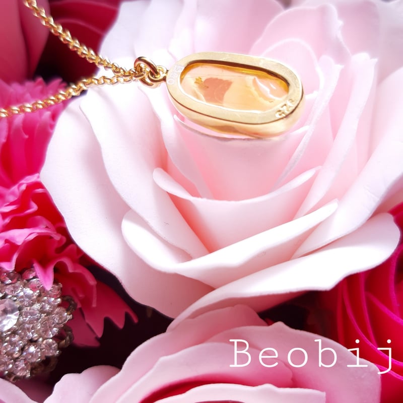 Amber 琥珀』の世界でひとつの天然石ネックレスsv925 22kgp | Beobijo