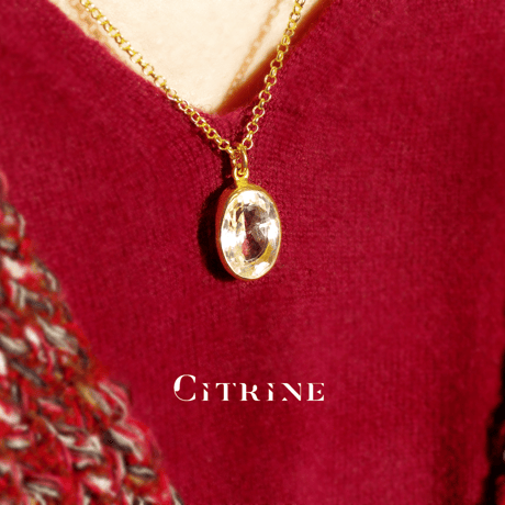 New 『Citrine』の世界でひとつの天然石ネックレスsilver925 + 18kgf