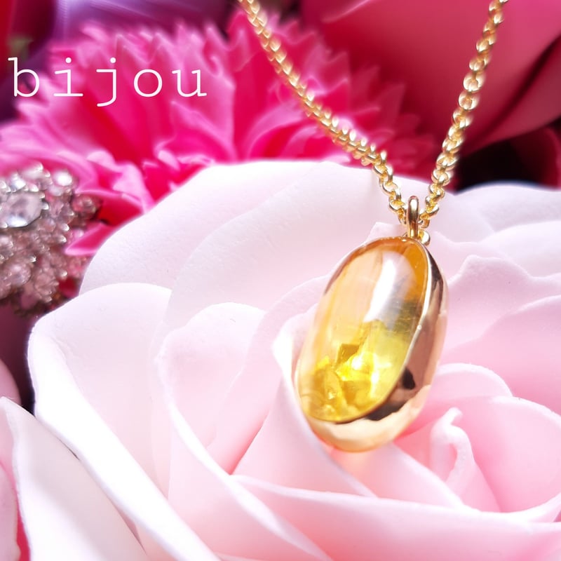 Amber 琥珀』の世界でひとつの天然石ネックレスsv925 22kgp | Beobijo