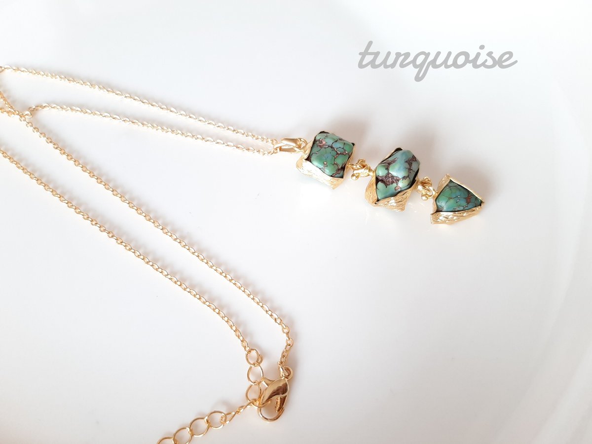 Turquoise』の三連天然石ネックレス | Beobijou天然石ジュエリー