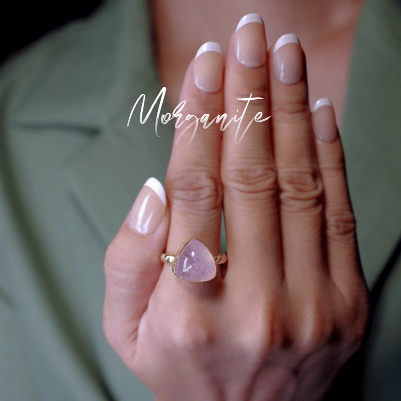 New ☆新作 ☆『Morganite』☆天然石リングsilver925 + k18コーティン...