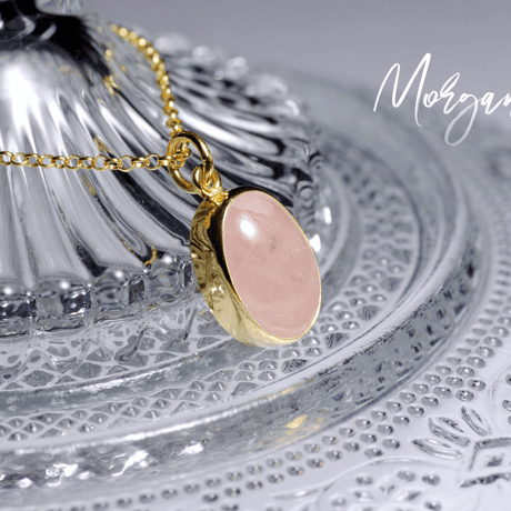 New『Morganite』の世界でひとつの天然石ネックレスsilver925 + 22kgf