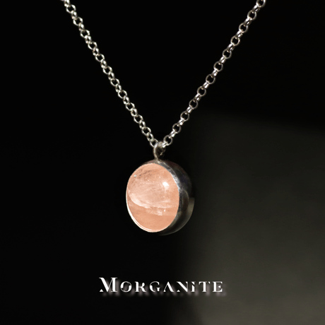 New『Morganite』の世界でひとつの天然石ネックレスsilver925