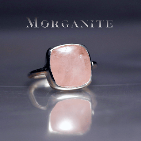 New『Morganite』の世界でひとつの天然石リングsilver925 + ロジウムコーティング