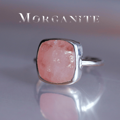 New『Morganite』の世界でひとつの天然石リングsilver925 + ロジウムコーティング