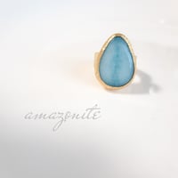 New Brass Collection『アクアアマゾナイト』の世界でひとつの天然石リング