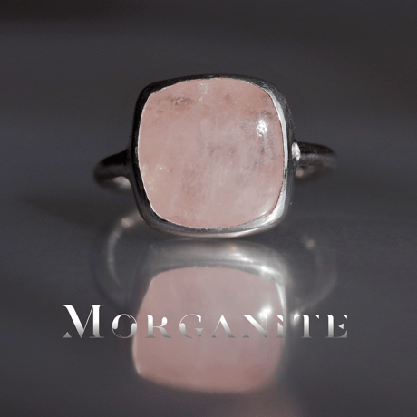 New『Morganite』の世界でひとつの天然石リングsilver925 + ロジウムコーティング