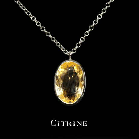New 『Citrine』の世界でひとつの天然石ネックレスsilver925