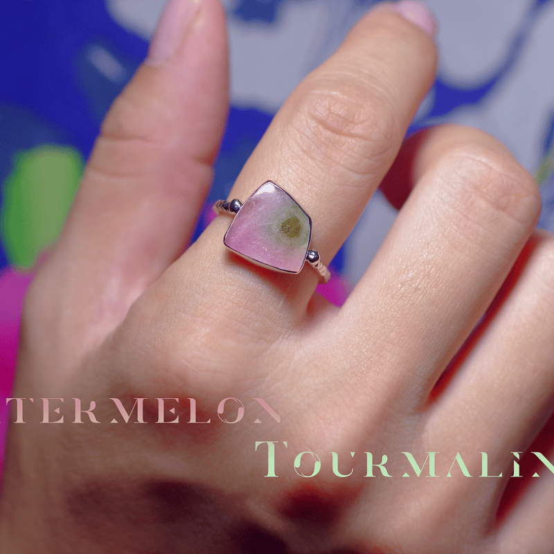 New『Watermelon Tourmaline』の世界でひとつの天然石リングsv925 +...