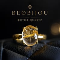 「黄金の輝きを纏う＊ルチルクォーツリング silver925 + 18kgp｜世界でひとつの天然石リング」