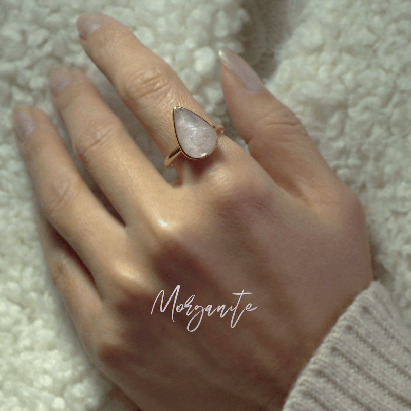 New 『モルガナイト』の世界でひとつの天然石リング silver925 + 18kgf