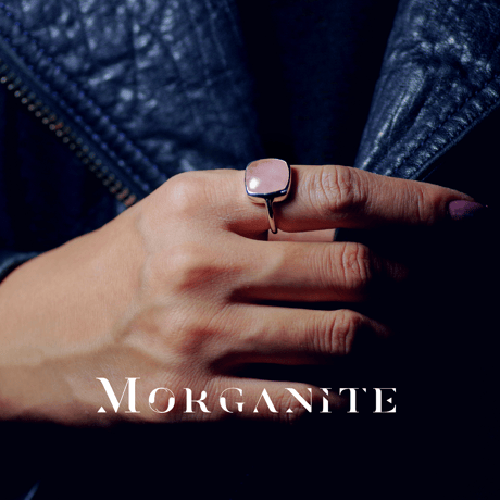 New『Morganite』の世界でひとつの天然石リングsilver925 + ロジウムコーティング