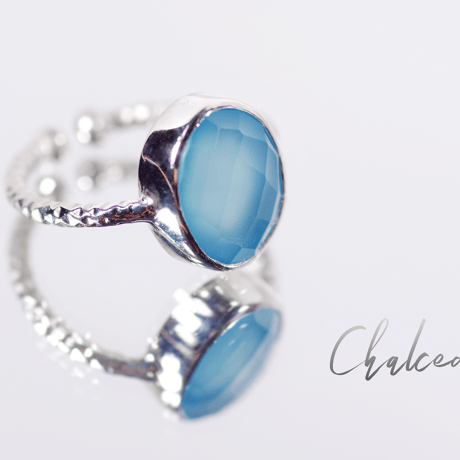 New『Blue Chalcedony』の世界でひとつの天然石リングsilver925 + ロジウムコーティング