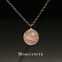 New『Morganite』の世界でひとつの天然石ネックレスsilver925