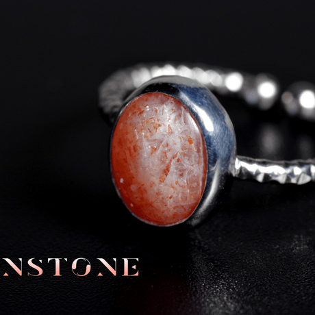 New『SunStone』の世界でひとつの天然石リングsilver925 + ロジウムコーティング