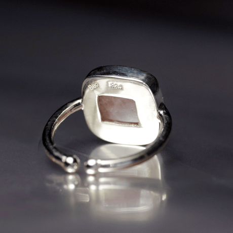 New『Morganite』の世界でひとつの天然石リングsilver925 + ロジウムコーティング