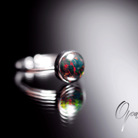 新作 ☆『Black Opal』☆の世界でひとつの天然石リングsilver925 + ロジウムコーティング