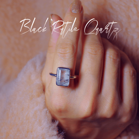 New『ブラックルチルクォーツ』の世界でひとつの天然石リングsilver925 + ロジウムコーティング*6carats
