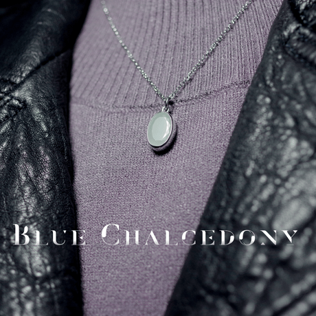 New『Blue Chalcedony』の世界でひとつの天然石ネックレスsilver925 + ロジウムコーティング