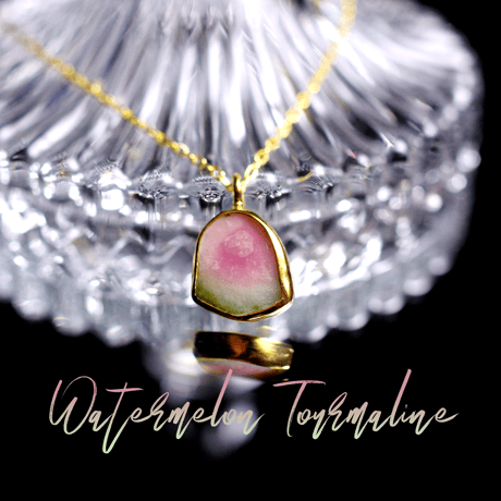 New『Watermelon Tourmaline』の世界でひとつの天然石ネックレsv925+22kgf
