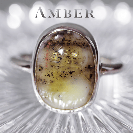 New『AMBER』& 『琥珀』（こはく）の世界でひとつの天然石リング silver925 + ロジウムコーティング