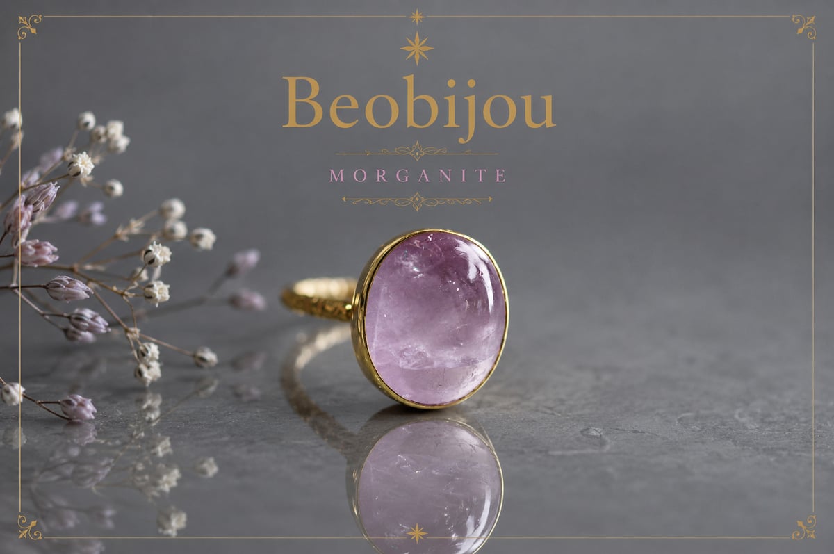 New ☆新作 ☆『Morganite』☆天然石リングsilver925 + k18コーティン