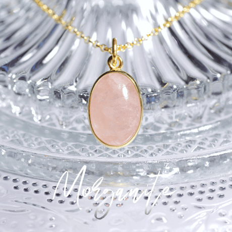 New『Morganite』の世界でひとつの天然石ネックレスsilver925 + 22kgf