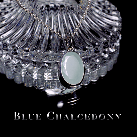 New『Blue Chalcedony』の世界でひとつの天然石ネックレスsilver925 + ロジウムコーティング