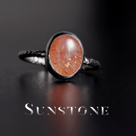 New『SunStone』の世界でひとつの天然石リングsilver925 + ロジウムコーティング
