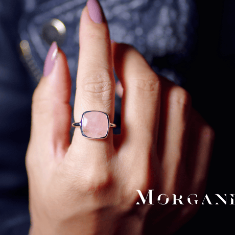 New『Morganite』の世界でひとつの天然石リングsilver925 + ロジウムコーティング
